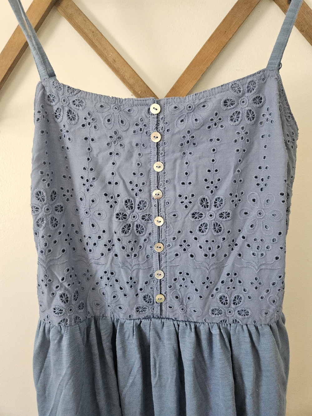 NWT Market And Spruce Blue Eyelet Maxi Dress with Button Front - Picture 2 of 5